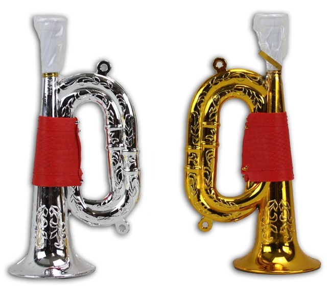 Trumpetguld och silver sorterat - ca 21cm