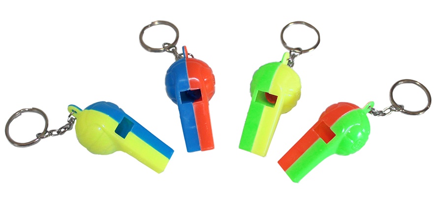 Fotbollsrör på nyckelkedjor 4 färger sorterade ca 5,5 cm