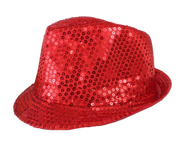 Hatt paljett hatt röd