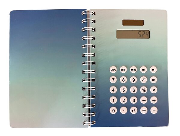 A5 linjerad anteckningsbok med miniräknare - Blå