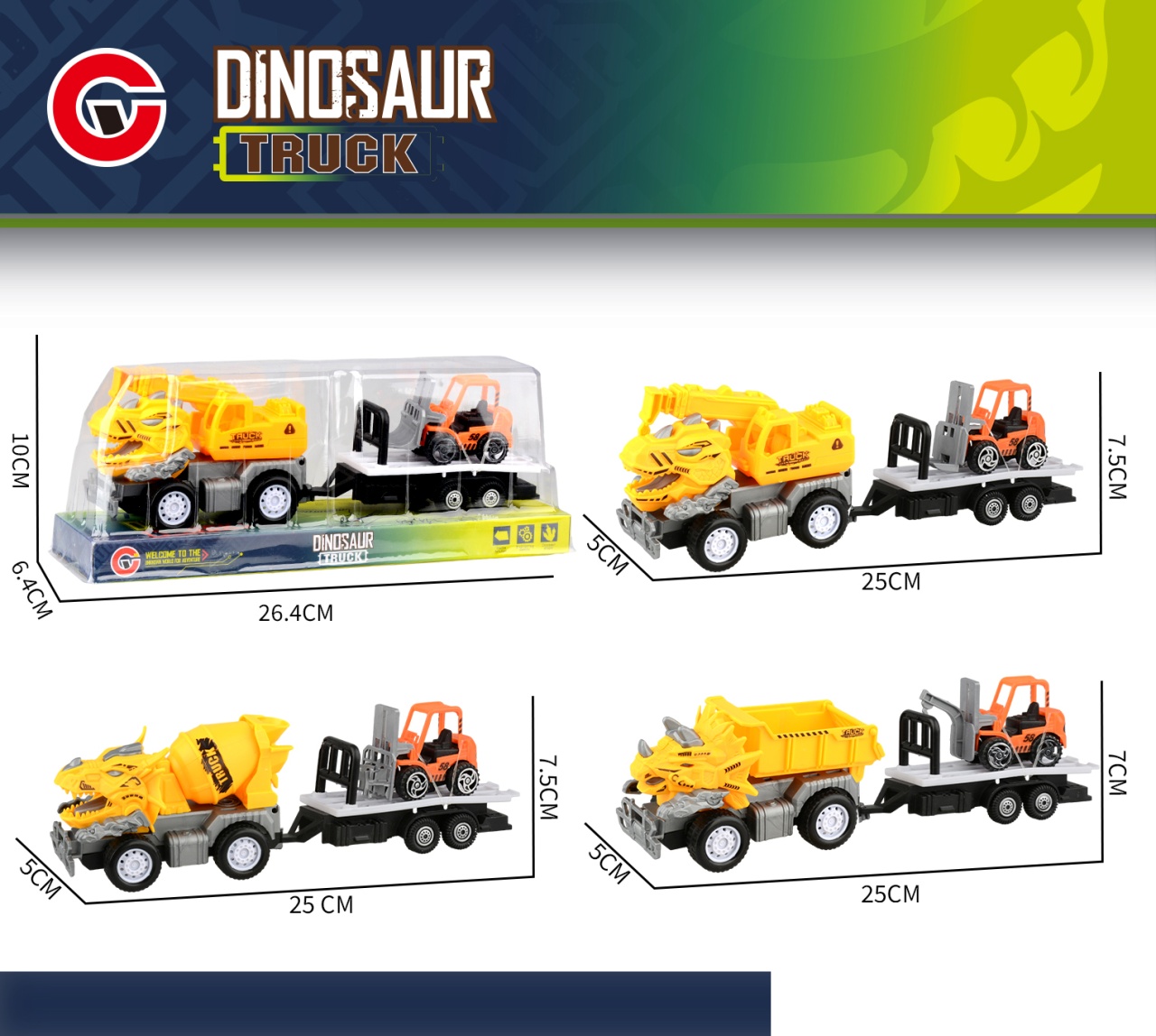 Dinotruck 3 blandade föremål ca 25 cm