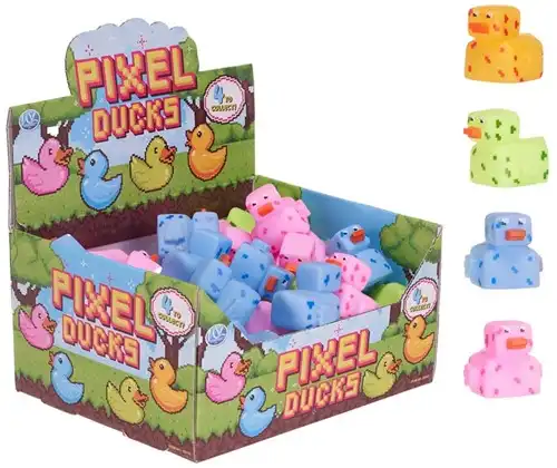 Pixel Duck 6x5cm 4 blandade